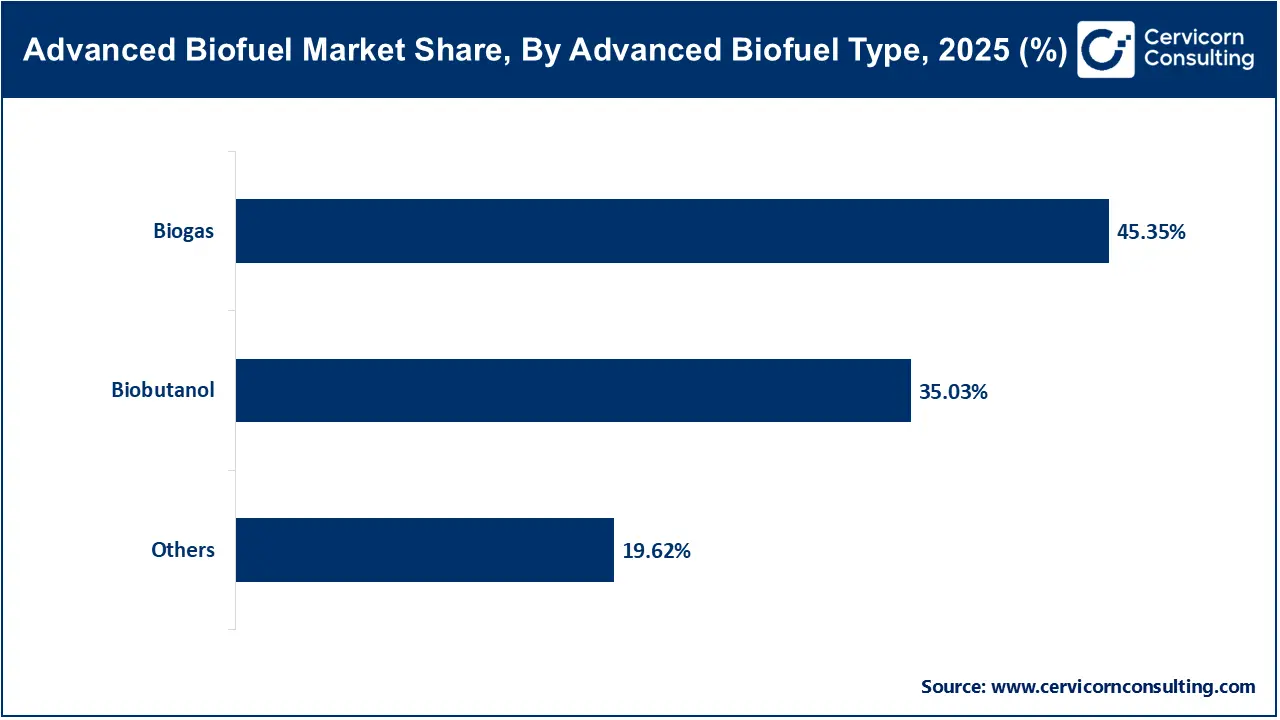 Advanced Biofuel Market Share, By Advanced Biofuel Type, 2025 (%)