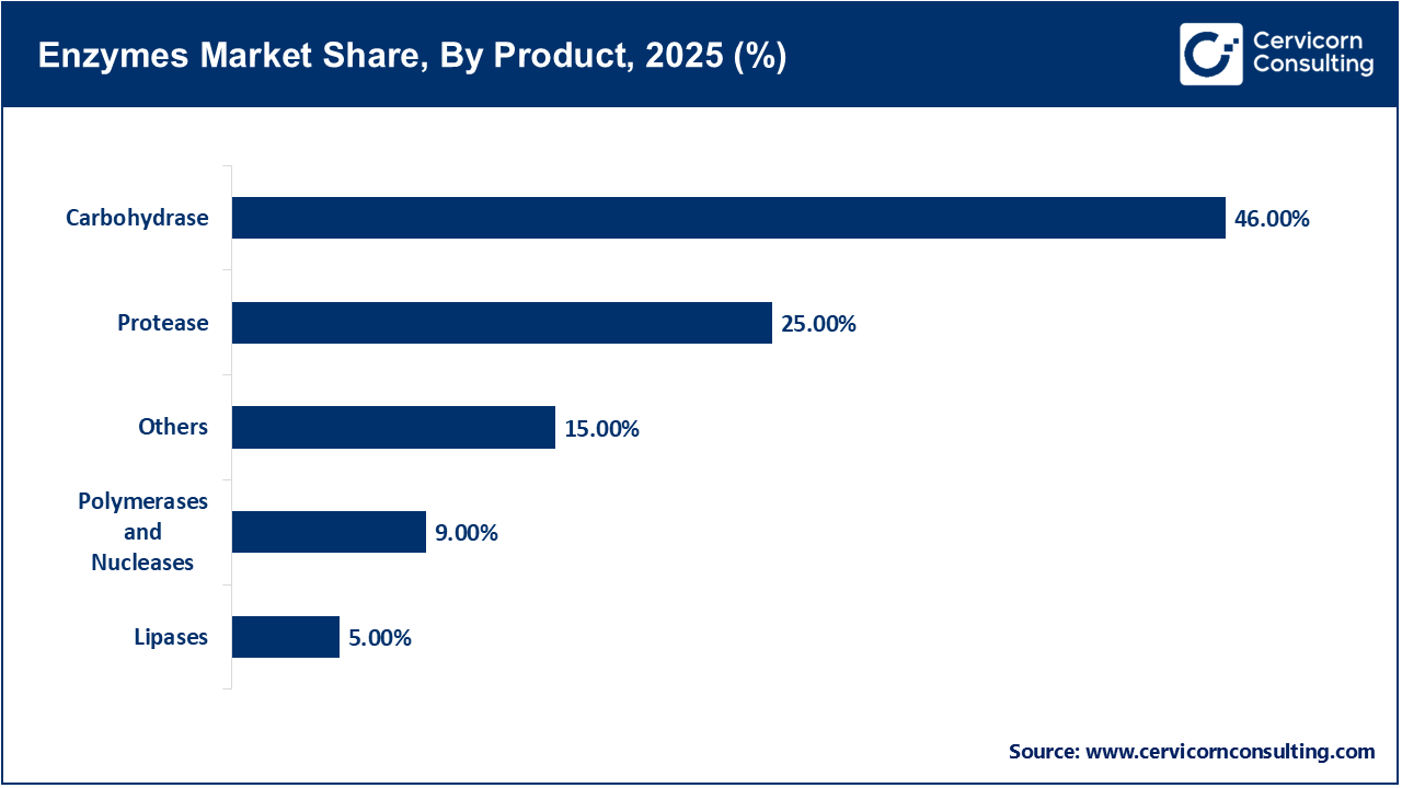 Enzymes Market Share, By Product, 2025 (%) Enzymes Market Share, By Product, 2025 (%)
