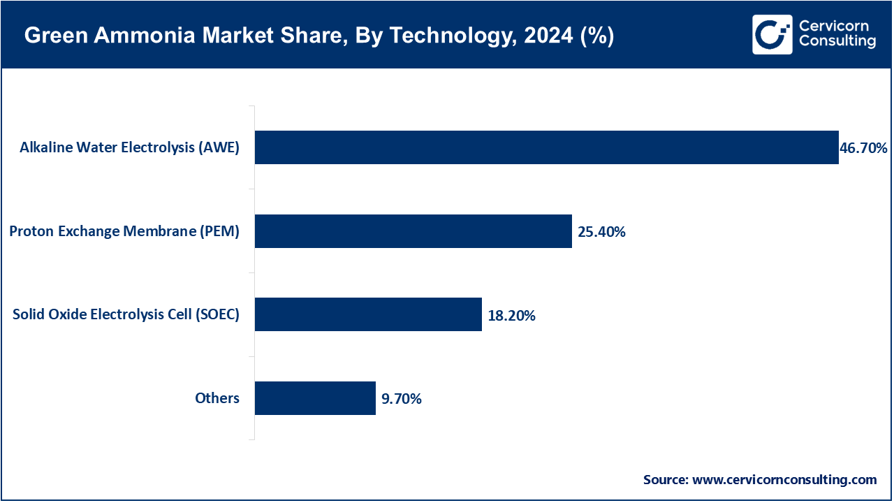 Green Ammonia Market Share, By Technology, 2024 (%) Green Ammonia Market Share, By Technology, 2024 (%)