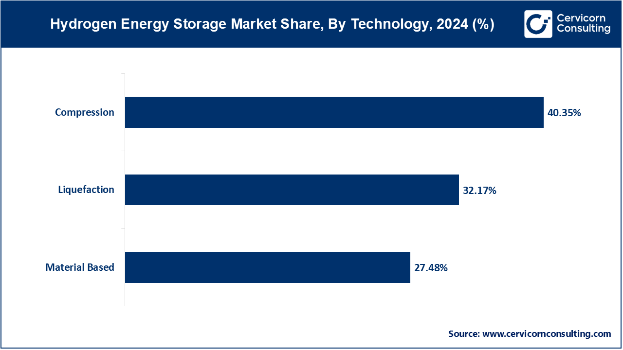 Hydrogen Energy Storage Market Share, By Technology, 2024 (%)