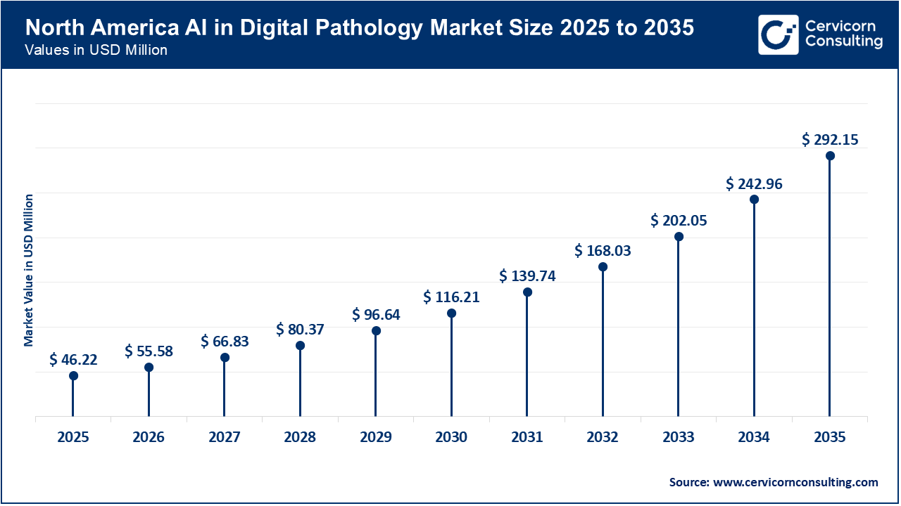 North America AI in Digital Pathology Market Size 2026 to 2035 North America AI in Digital Pathology Market Size 2026 to 2035