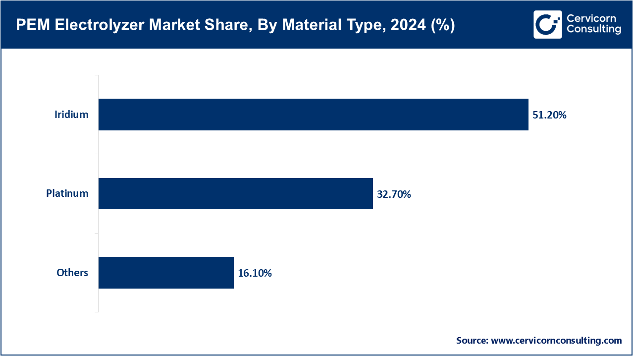 PEM Electrolyzer Market Share, By Material Type, 2024 (%) PEM Electrolyzer Market Share, By Material Type, 2024 (%)